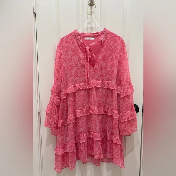 Karlie Pink Ruffle Tiered Dress Size Medium‎ - Picture 5 of 12